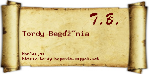 Tordy Begónia névjegykártya